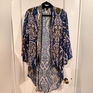 No name brand. O/S. Kimono. Blue Ikat Print.